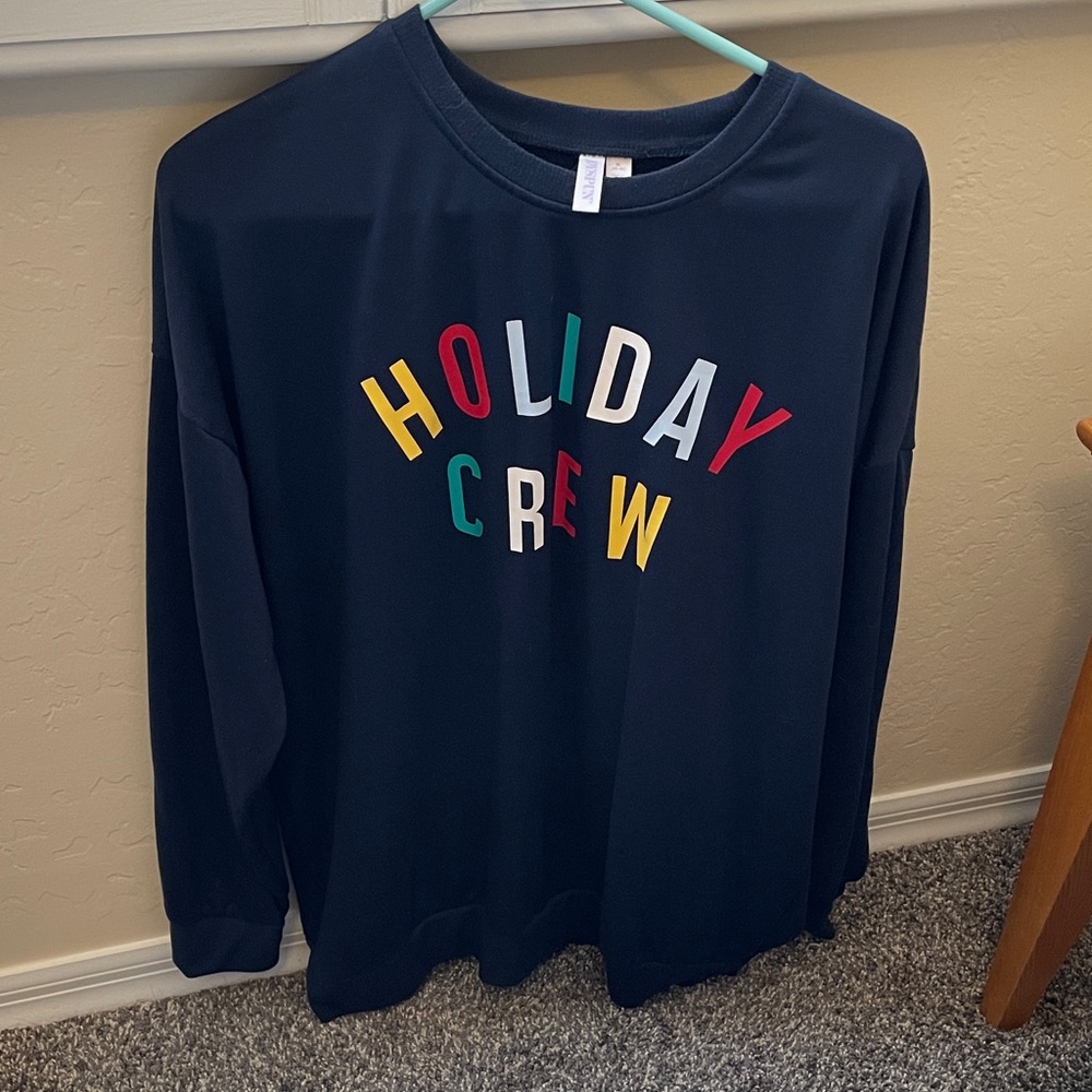 Festive Holiday Crew Navy Sweatshirt
